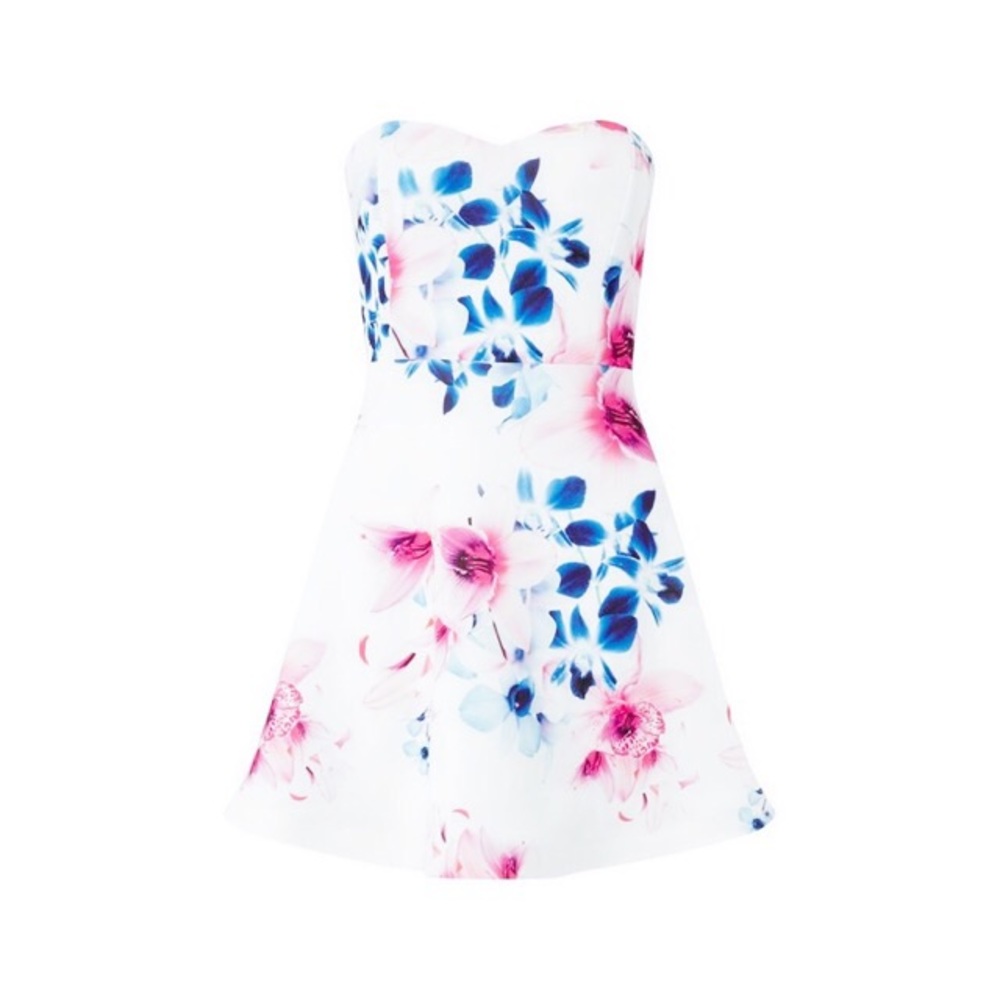 RARE ariana grande x lipsy strapless floral dress